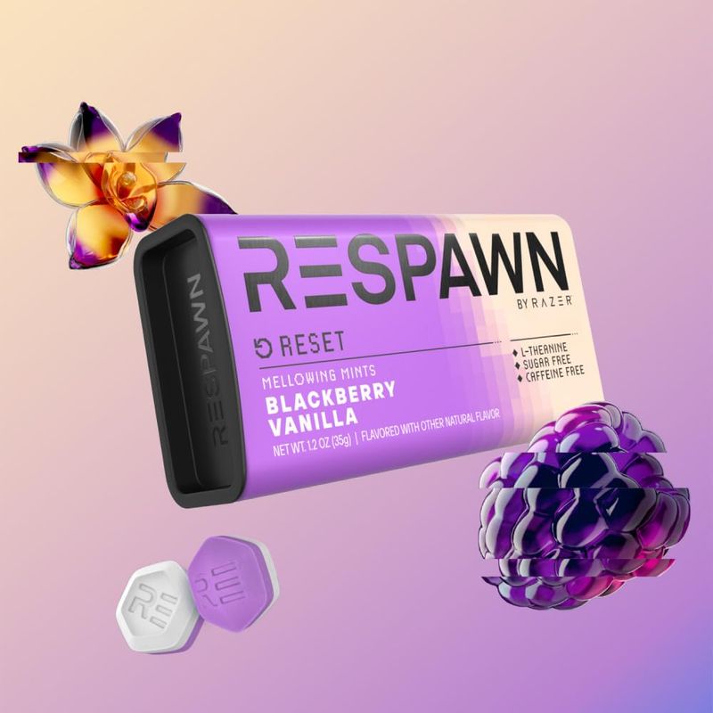 RESPAWN by Razer RESET Blackberry Vanilla Mints Sugar Free, 1 oz Packs (Pack of 8)