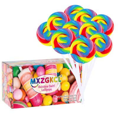 Big Size! 12 Pack Swirl Lollipop, Rainbow Twist and Swirl Lollipops Individually Wrapped Bulk, Kid&#39;s Lollipops Candy for Birthday, Net 17g Mixed Fruit Flavor