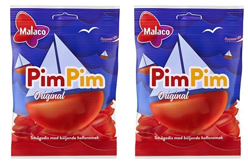 Malaco PimPim Original Raspberry Taste Gummy Candy 2 packs of 80g