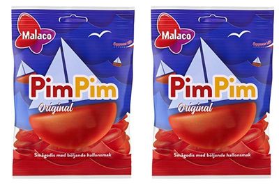 Malaco PimPim Original Raspberry Taste Gummy Candy 2 packs of 80g