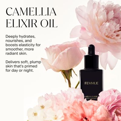 FEMMUE Camellia Elixir Face Oil Hydrating &amp; Anti-Aging Lightweight Facial Oil Fortifies Skin Barrier Infused with Camellia Floral Extracts Korean Beauty Skincare