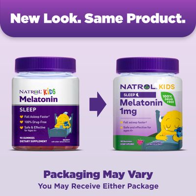 Natrol Kids Melatonin Gummies 1mg, Children's Melatonin for Restful Sleep, 90 Raspberry-Flavored Sleep Gummies, 90 Day Supply