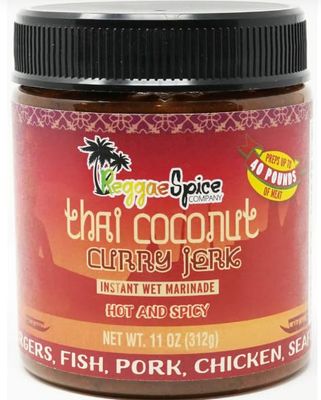 Reggae Spice Company Thai Coconut Curry Jerk Seasoning Marinade Sauce for Chicken, Beef, Pork, Lamb, Fish, BBQ, Burgers, Vegetables - 11 OZ, Hot and Spicy
