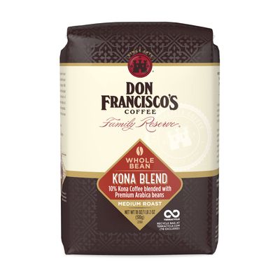 Don Francisco&#39;s Kona Blend Medium Roast Whole Bean Coffee - Delicate Flavor for Drip, Pour Over, and French Press (18 oz Bag)