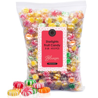 Hard Candy Bulk Starlight Assortment - 5 Pounds Fruit Flavored Candies Individually Wrapped - Nostalgic Old School Candy - 415 Pieces