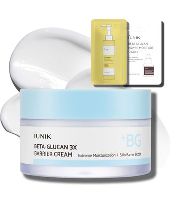IUNIK Beta-Glucan Non-Sticky Deep Moisture Hydration 3x Barrier Cream Day&amp;Night Moisturizer Quick Absorption Barrier Strengthening for Sensitive Dry Skin with Shea Butter Panthenol Korean Skincare