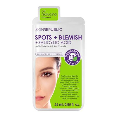 Skin Republic Spots Blemish Sheet Mask. Clinically Proven to Reduce Pimples Skin in 7 Days. Made in Korea.