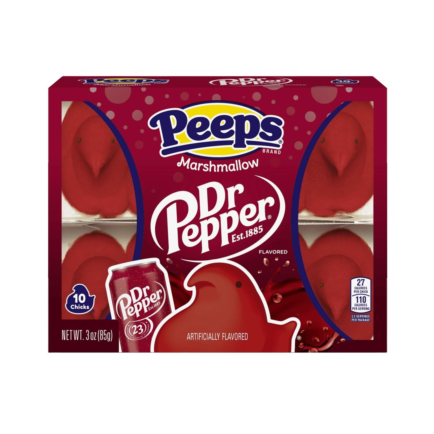 DR Pepper Marshmallow Peeps 10 Count 3 oz, Fat Free Gluten Free Distribution