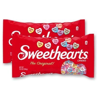 Sweethearts Conversation Hearts Candy - Valentine&#39;s Day Candy Hearts for Classroom and Parties, Individual Bags for Sharing and Spreading Love - 10.5 OZ Bag - 2 Pack Bulk