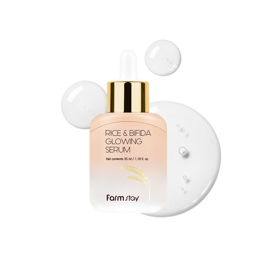 Farmstay Rice &amp; Bifida Glowing Serum, Dark Spot Remover Correcting for face with Niacinamide, for Women &amp; Men, Korean Skin Care, 1.18 Fl. Oz.