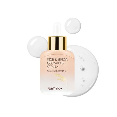Farmstay Rice &amp; Bifida Glowing Serum, Dark Spot Remover Correcting for face with Niacinamide, for Women &amp; Men, Korean Skin Care, 1.18 Fl. Oz.