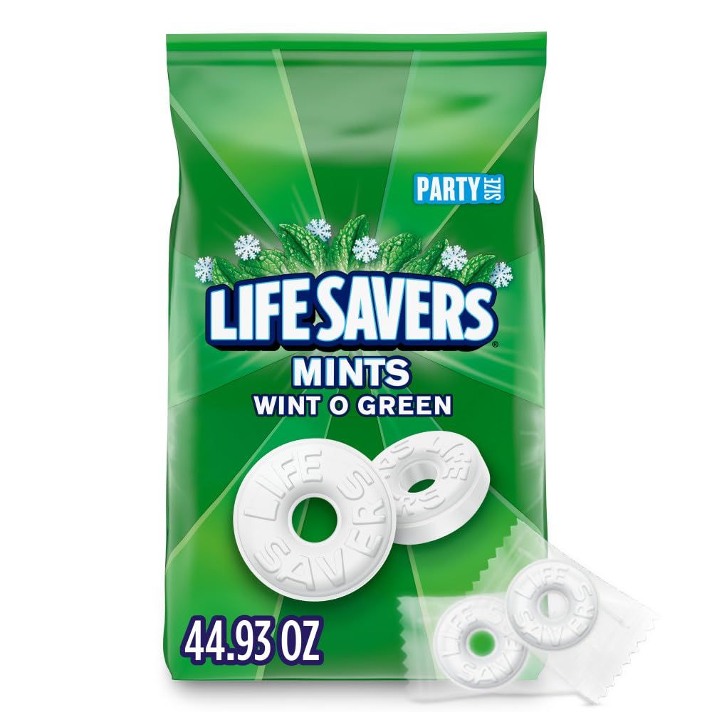 LIFE SAVERS Mints, Bulk Hard Candy Wint-O-Green Breath Mints, 44.93 oz Party Size