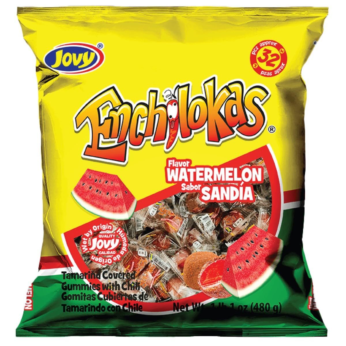 Jovy Enchilokas Watermelon Flavor - Boldly Sweet, Spicy, and Absolutely Irresistible (1lb, 32 ct)