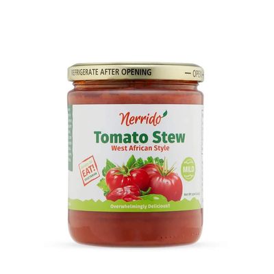 Nerrido Canned Tomato Stew &amp; Jollof Rice Red Sauce, African Style Pasta Sauce with Vegetables and Spices 16oz (454g) (Mild, 1 Pack)