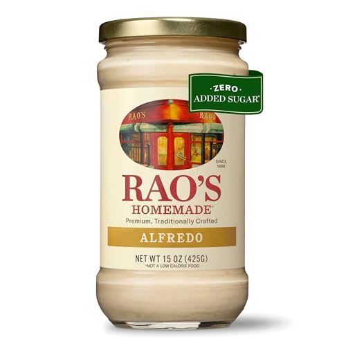 Rao&#39;s Homemade Alfredo Sauce 15 oz, Creamy Pasta Sauce, Premium Quality Blend of Parmesan &amp; Romano Cheese, Cream and Butter