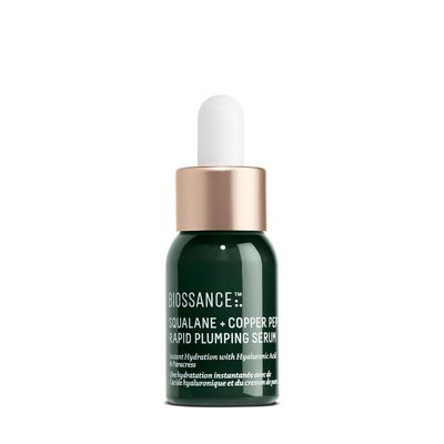 Biossance Squalane Copper Peptide Rapid Plumping Serum - Face Serum for All Skin Types - Visibly Plumping Firming Skin, Fine Lines Wrinkles, Vegan Copper Peptides, Hyaluronic Acid - 0.4oz