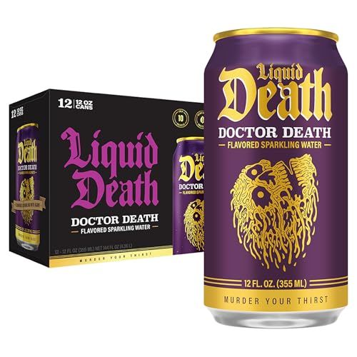 Liquid Death, Doctor Death, Soda-Flavored Sparkling Water, 12-Pack (12oz Cans), Low Calorie &amp; No Artificial Sweeteners