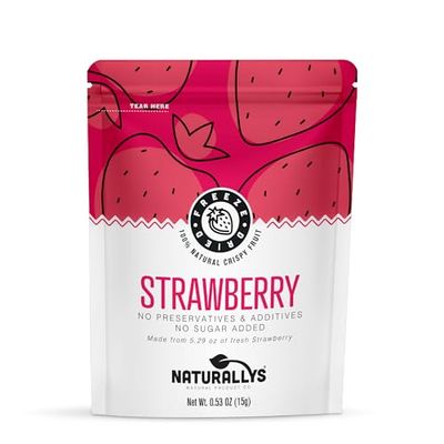 NATURALLYS Freeze-Dried Fruit, 100% All Natural Crispy Fruits, No Sugar Added, Non GDO, Kosher, Dehydrated Fruit, Bare and Variety Snacks Packs (Strawberry) NATURALLYS Freeze-Dried Fruit, 100% All Natural Crispy Fruits, No Sugar Added, Non GDO, Kosher, Dehydrated Fruit, Bare and Variety Snacks Packs (Strawberry)