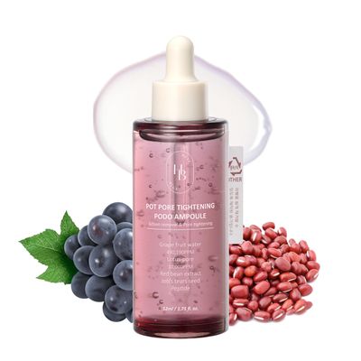 HEVEBLUE Pot Pore Tightening Podo Ampoule - Pore Tightening, Korean Skincare, Hypoallergenic, Moisturizing, Red Bean, Grape, Pore Care, Face Serum, Skin Density Improvement, K-Beauty, Skin Elasticity