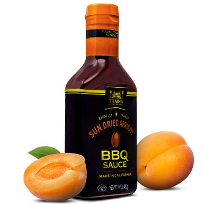 Traina Home Grown California Sun Dried Apricot Barbecue Sauce - No Corn Syrup, Bold Tangy Flavor Packed in 17 Ounce Bottle
