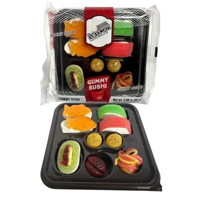 Raindrops - Gummy Candy Small Sushi Bento Box - Yummy Gummy Food Looks Just Like a Sushi - Mens Stocking Stuffer Ideas - (3.0 oz)