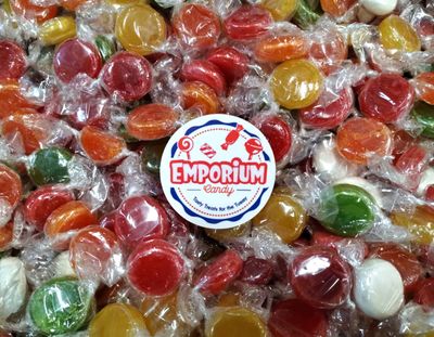 Tropical Fruit Discs - 1.5 lbs of Assorted Mango Passion Fruit Watermelon Pineapple Coconut Indivually Wrapped Bulk Candy