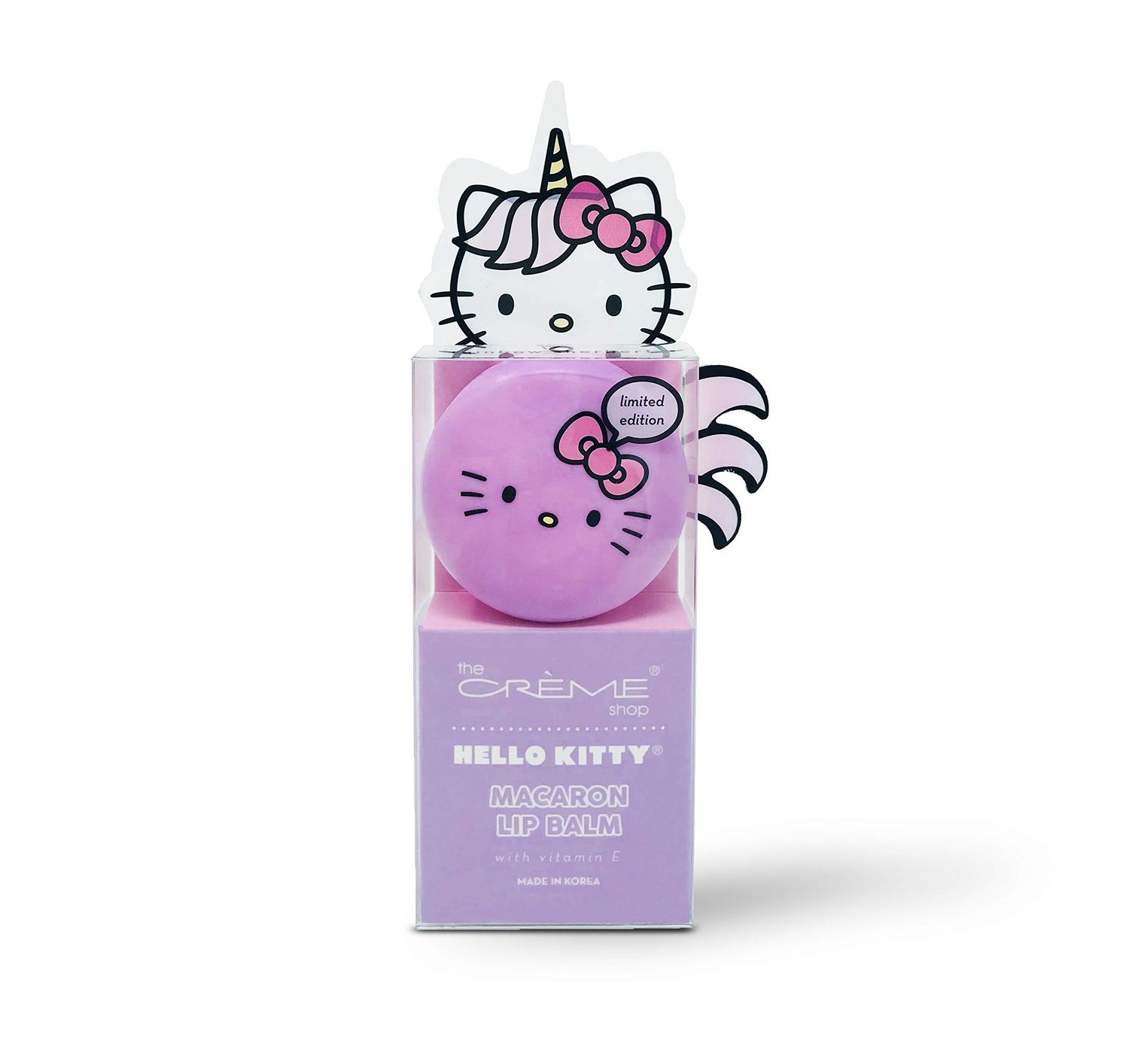The Crme Shop x Sanrio Hello Kitty Macaron Lip Balm (Hello Kitty Unicorn Rainbow Sherbert) Korean Cute Scented Pocket Portable Soothing Advanced Must-Have on-The-go