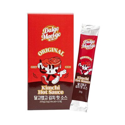 DALGOMAEBGO Sweet &amp; Spicy Kimchi Hot Sauce Authentic Korean Flavor 200g (20g X 10 PCS) Vegan &amp; Low-Calorie Perfect for Ramen, Burgers, Pasta &amp; More