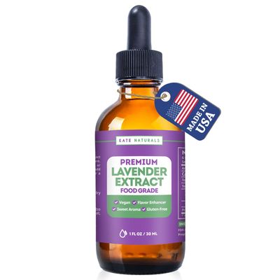 Kate Naturals Lavender Extract for Baking, Drinks, Coffee, Lattes. Food Grade Lavender Oil Flavoring for Cooking (1oz, Sugar Free)