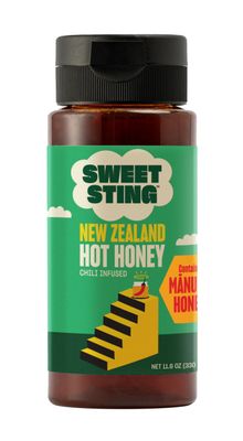 Sweet Sting Hot honey, New Zealand chilli infused hot honey in easy to use 11.6 oz Squeeze Bottle, Gluten Free, Paleo Friendly