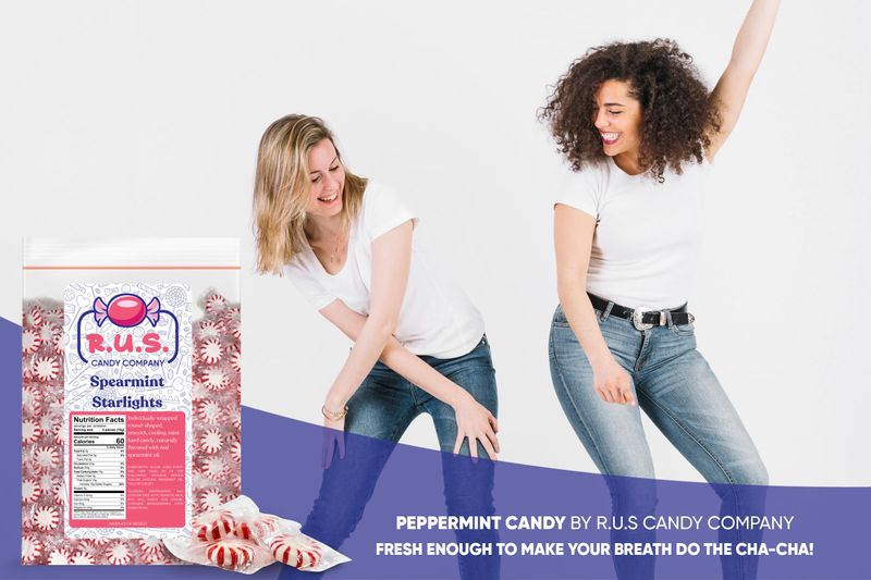 R.U.S. Candy Company Peppermint Starlite Candy - 1 Pound Bag - Refreshing Mint Hard Candy Perfect for Parties and Holiday Celebrations (1 Pound, Peppermint Starlite)