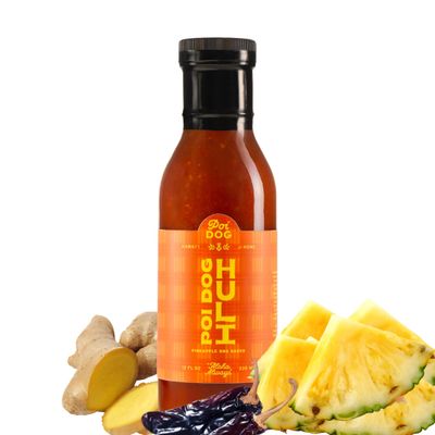 Poi Dog - Huli Sauce - Pineapple, Tamari Soy, Miso, Ginger, Guajillo Chile, and Chinese 5 Spice - Sweet &amp; Savory Hawaiian Barbecue Marinade - Vegan, Gluten Free, Low Calorie &amp; Carb - 12 Oz Bottle