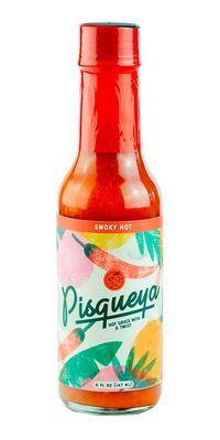 PISQUEYA Hot Sauce - Gourmet Hot Like Fuego with Caribbean Scotch Bonnet Peppers - Plant Based, No Sugar, Low Sodium, Gluten Free - You Can Really Taste the Peppers - 5 oz.