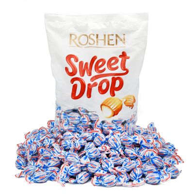 Roshen Caramel Candy Sweet Drop with Milky Filling, Kosher and Halal, Delicious, Flavorful Sweets Bulk Candy 1kg/2.2lb