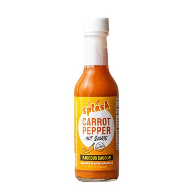 Splash Caf Carrot Pepper Hot Sauce - 5 Oz Bottle of Hot Sauce - Gourmet Hot Sauce - Best Hot Sauce for Fish and Seafood, Chicken, Pork, and Beef - Goes Great on Eggs (1)