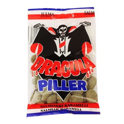 3 Bags x 65g of Dracula Piller - Swedish Hot Salmiac - Salmiak - Salmiakki - Licorice - Caramel - Boiled - Hard - Candies - Sweets