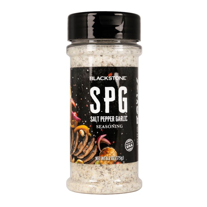 Blackstone 4229 Salt Pepper Garlic (SPG) Seasoning Cooking Chicken, Beef, Fries, Steak, Poultry, Vegetables or Sprinkling On All Foods, All Purpose Grill Flavorful Mix, BBQ Rub, 6.2 Oz, Multicolored