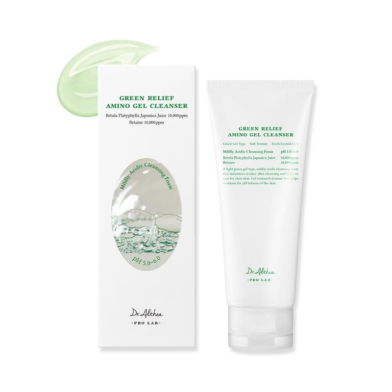 Dr.Althea Green Relief Amino Gel Cleanser Lightweight &amp; Hydrating Makeup Remover Daily Face Wash with Hyaluronic Acid Korean Vegan Skincare for All Skin Types 3.38 Fl Oz