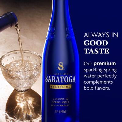 Saratoga Sparkling Water Bottles, 6-Pack - Carbonated Spring Bottled Water with Naturally Occurring Minerals & Electrolytes - Recycled PET Plastic Bottles - 16 Fl Oz