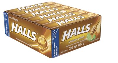 Mexican Halls Lemon and Honey Flavor (12 pack) Limon con Miel Original Classic Edition version mexicana 12 individually Sealed Packs with 9 pieces hard candy dulce macizo