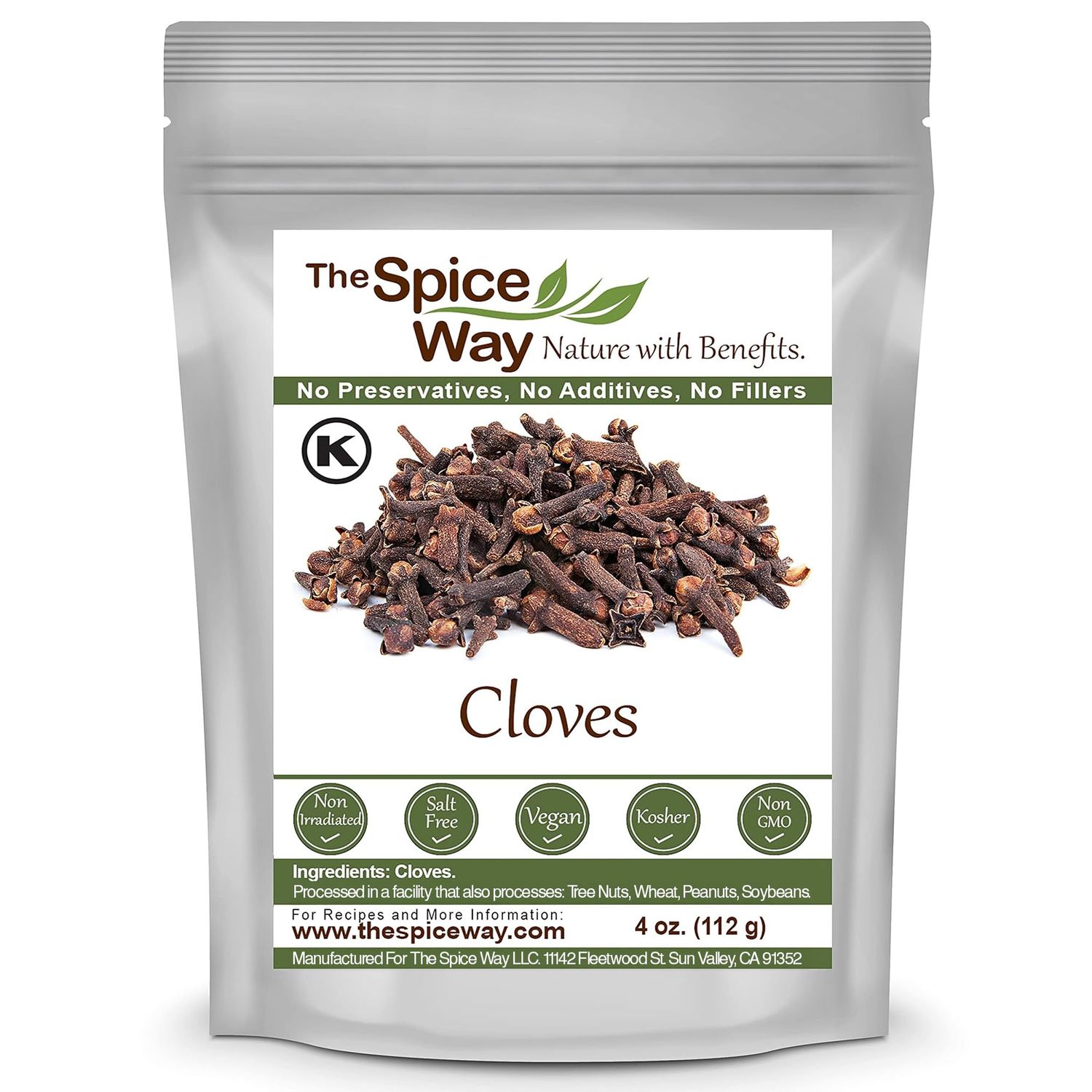 The Spice Way Cloves - whole (4 oz) clove spice, for many savory dishes and even tea - Whole Cloves Resealable Bag