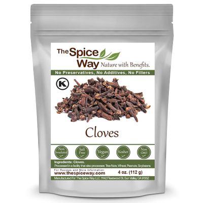 The Spice Way Cloves - whole (4 oz) clove spice, for many savory dishes and even tea - Whole Cloves Resealable Bag