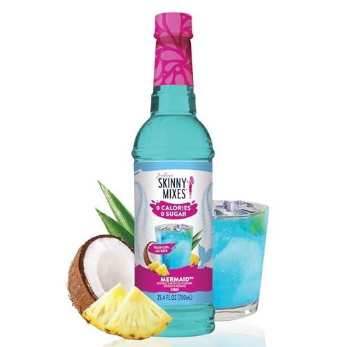 Jordan&#39;s Skinny Mixes Sugar Free Syrup, Mermaid Flavor, Fruit Flavored Water Enhancer, Drink Mix for Ice Tea, Lemonade &amp; More, Zero Calorie Flavoring, Keto Friendly, 25.4 Fl Oz, 1 Pack