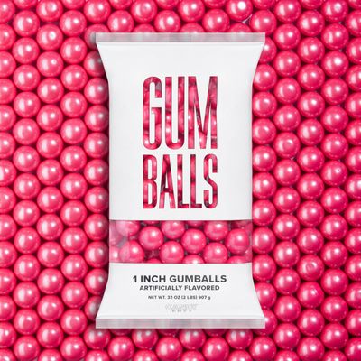 Candy Envy - Shimmer Pink 1 Inch Gumballs - 2lb Bag - Approximately 113 Gumballs Per Bag - North American Made &amp; Kosher Certified