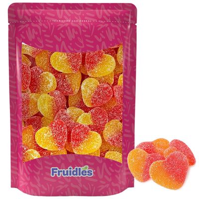 Fruidles Valentine&#39;s Candy Peach Gummi Hearts Candy, Valentine&#39;s Day Gummy, Delicious Fruit Flavors Gummies, Party Favor (Half-Pound)