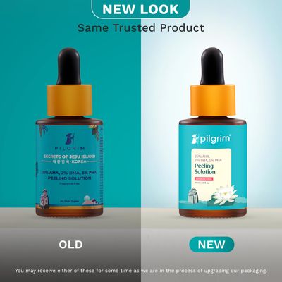 Pilgrim Korean Peeling Solution 25% AHA, 2% BHA, 5% PHA Exfoliates Dead Skin Improves Skin Texture &amp; Tone Reveals Fresh, Clear Look Suitable for All Skin Types 1.01 Fl Oz (30ml)