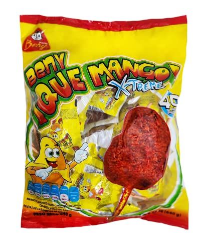 BENY X-Treme Lollipops with Chili Coating 1lb 6.56oz Bags (640g) (Mango)