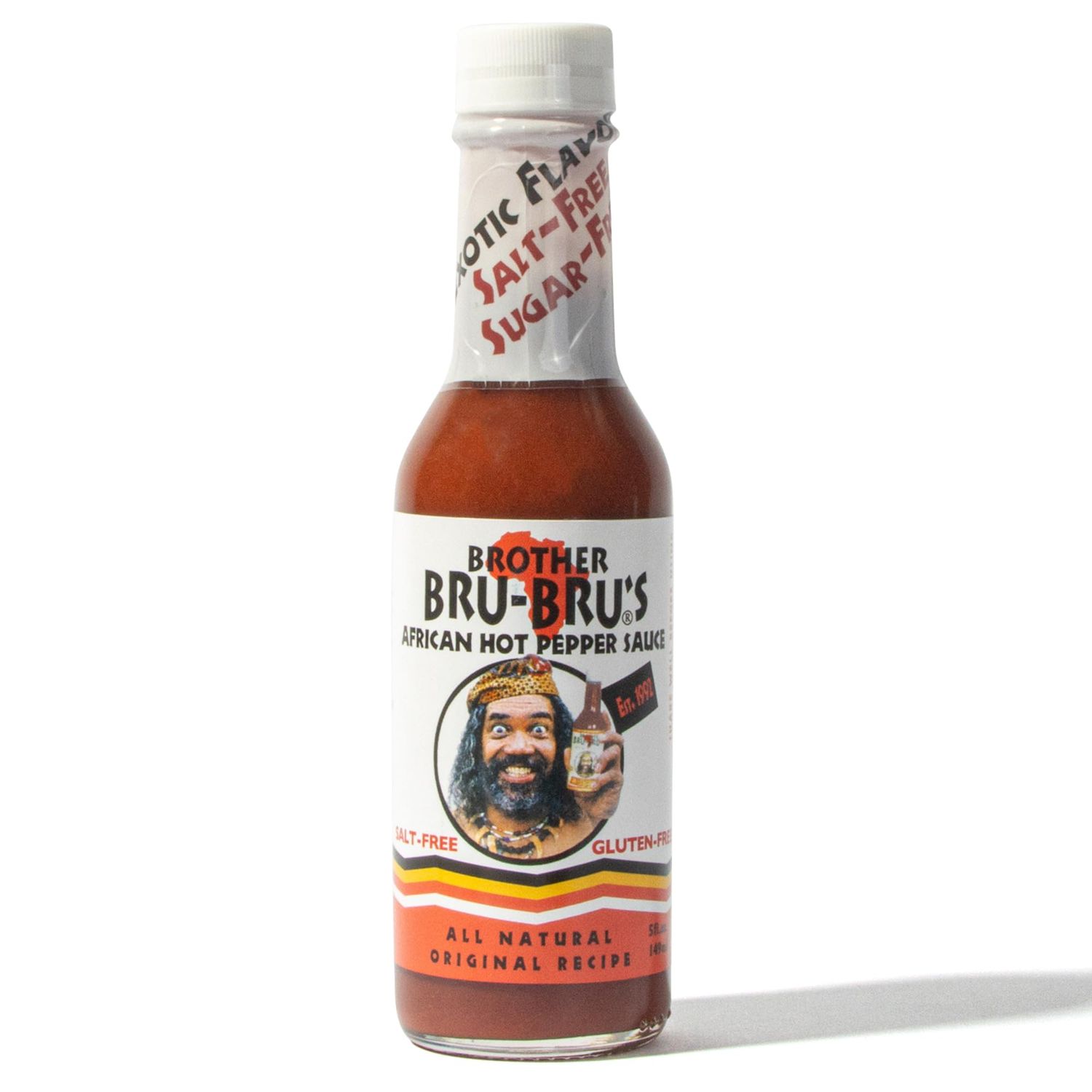 Brother Bru-Brus Hot Sauce - No Sodium, Salt Free, Sugar Free, Gluten Free, Vegan - African Hot Pepper Habanero Sauce, Seasoning &amp; Spice - 5 oz (Pack of 1)