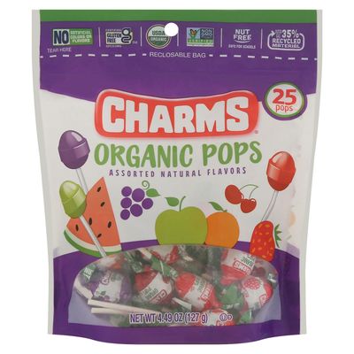 Charms, Assorted Organic Pops, 4.49 Ounce, 25 Count