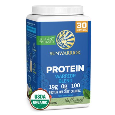 Vegan Organic Protein Powder Plant-based BCAA Amino Acids Hemp Seed Soy Free Dairy Free Gluten Free Synthetic Free NON-GMO Unflavored 30 Servings Warrior Blend by Sunwarrior